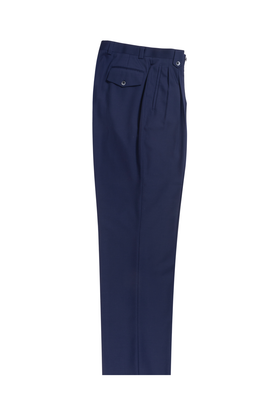 French Blue Wide Leg, Pure Wool Dress Pants by Tiglio Luxe TIG5966